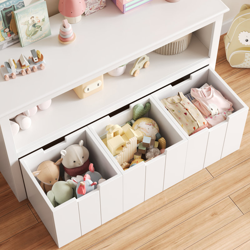Bayze Bookcase with Removable Drawers, White, 40.2'W X 24.2'H X 13'D