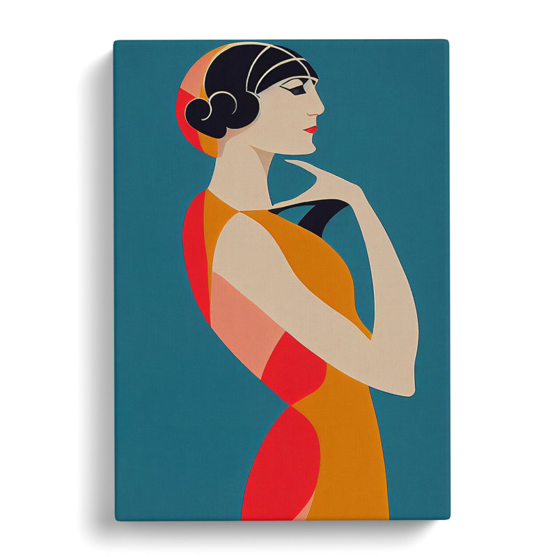 Art Deco Woman No.2 - Wrapped Canvas, 50cm H x 35cm W x 3cm D