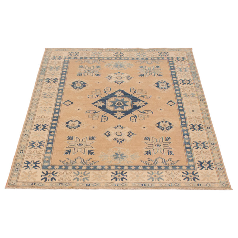 Tapis rectangulaire unique en laine 4 pi 9 po x 6 pi 3 po brun clair Aldesina 1990
