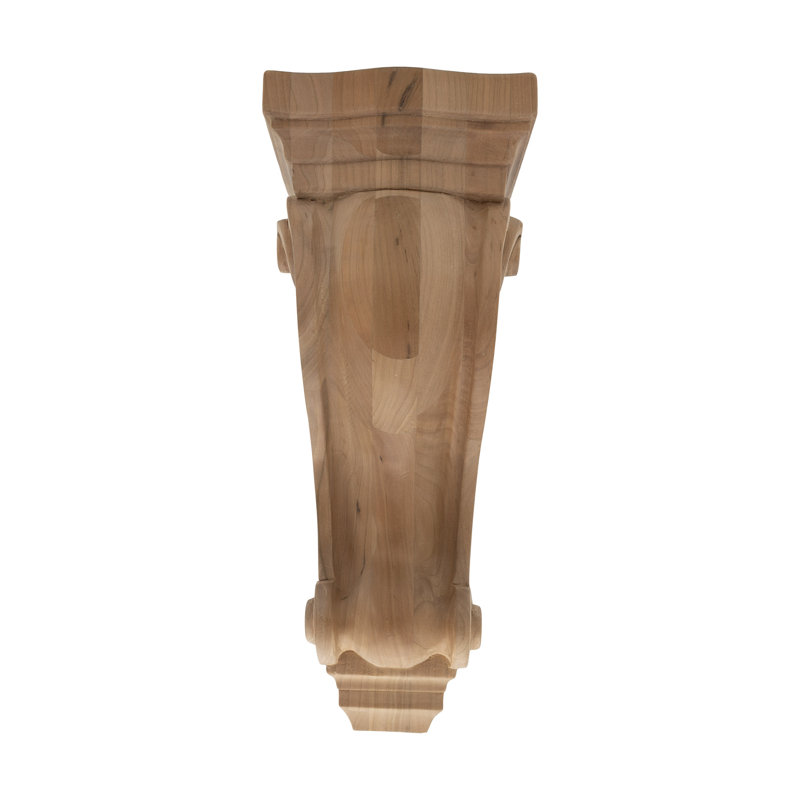 13 in x 5-3/8 in x 4-1/2 in Unfinished Large Solid Classic Traditional Plain Wood Corbel, Cherry