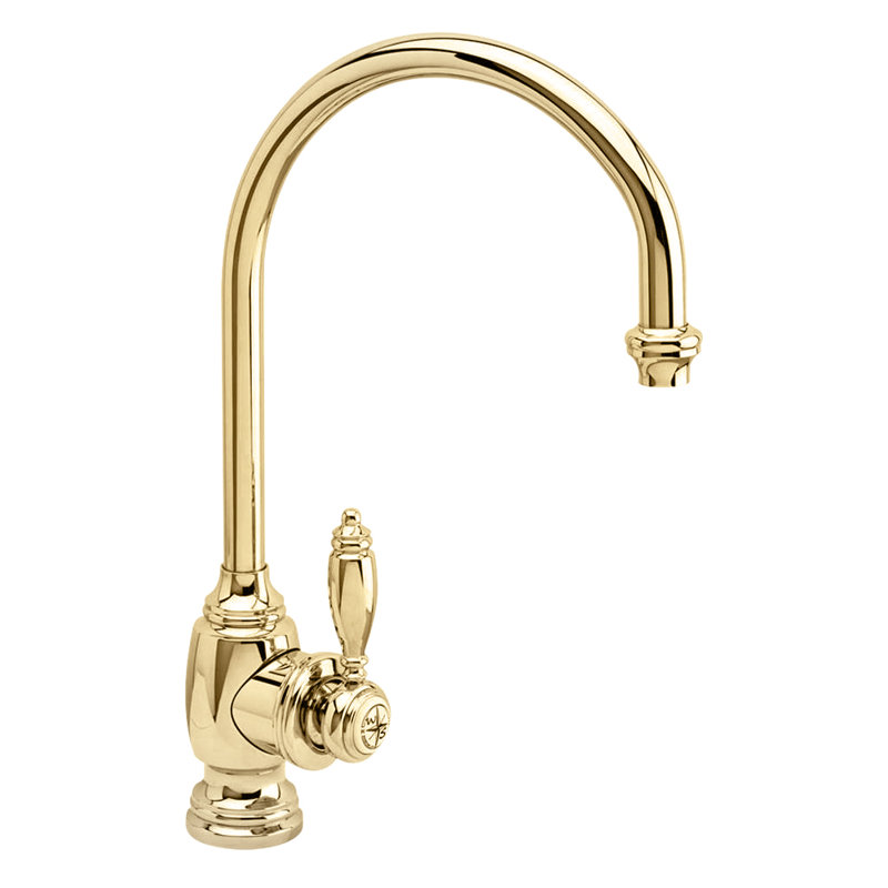 Hampton Kitchen Faucet, Unlaquered Polished Brass