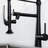 Pull Down Sink Faucet - Heavy Duty Commercial Style Single Handle Pre-Rinse Black Matte Tee Kitchen Stud