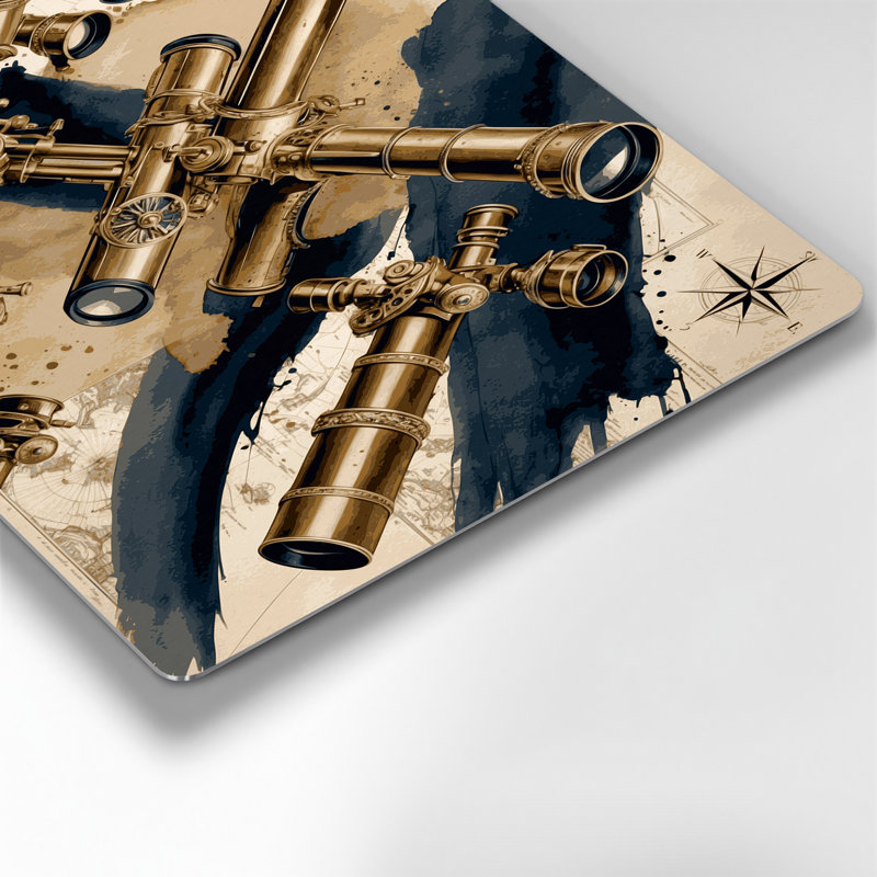 Art mural en métal, "Nautical Telescopes" beige, H 8 po x l 10 po