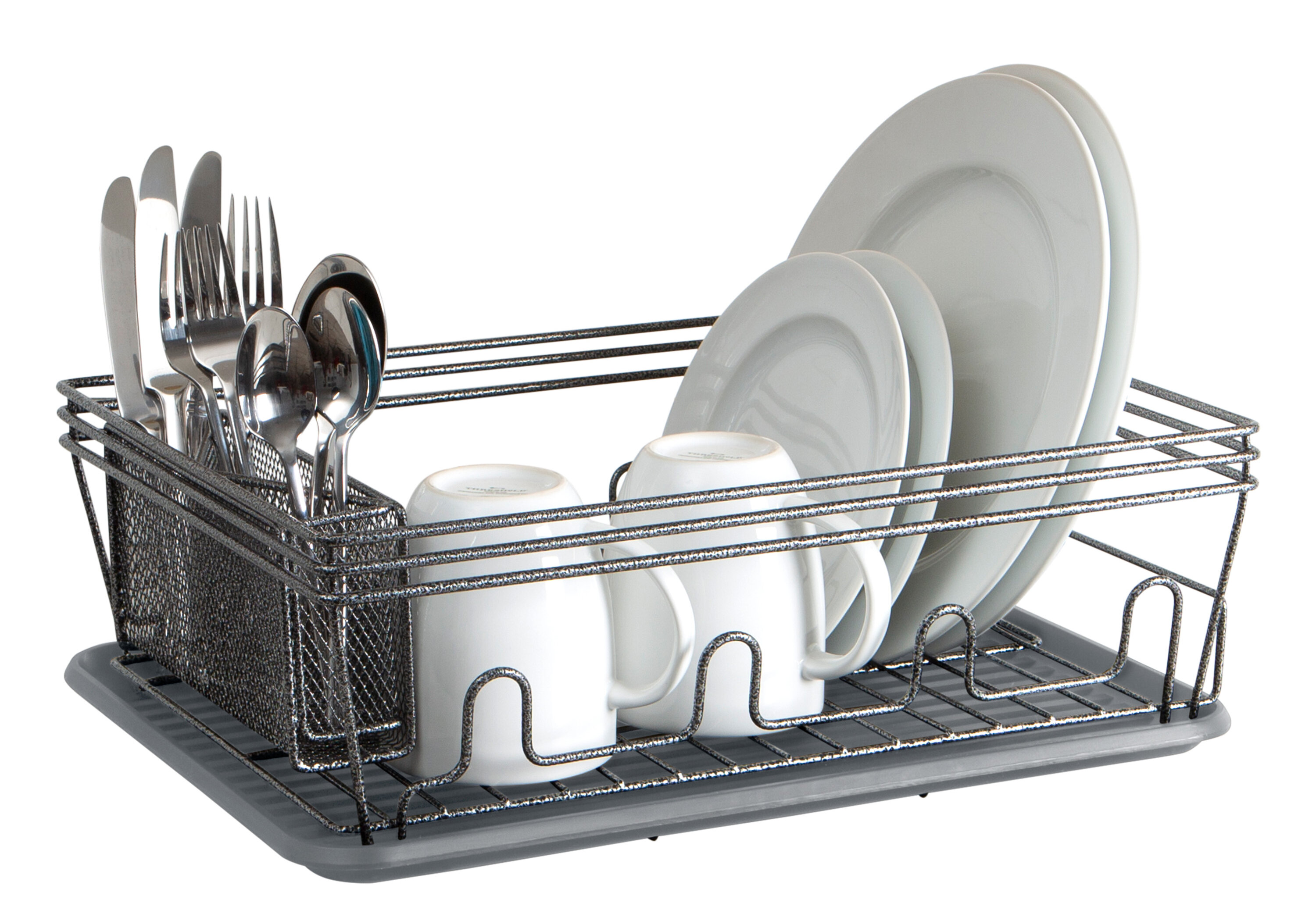 HBlife Aluminum Dish Drying Rack, Never Rust Sink Dish Drying Rack with  Utensil Holder, Removable Plastic Drainer Tray with Adjustable Swivel Spout