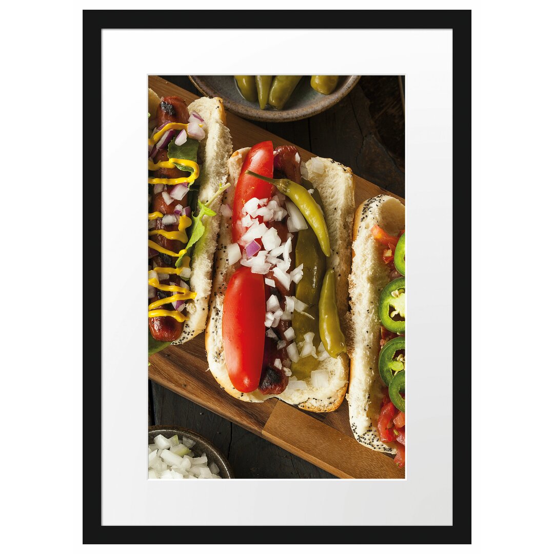 Gerahmtes Poster Amerikanische Hotdogs