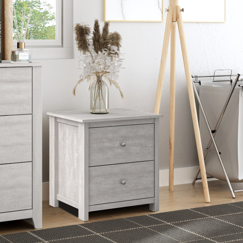 Isenbert 21.9" W 2-Drawer Nightstand, Dusty Gray