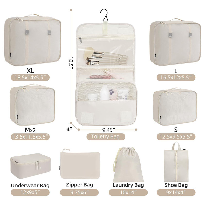 8 Set/10 Set Packing Cubes Various Sizes Packing Organizer For Travel Accessories Luggage Carry On Suitcase