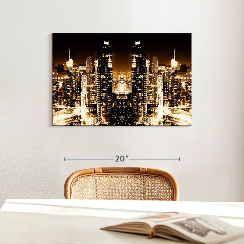 NYC Reflection - Night Skyline II, 16" H x 24" W