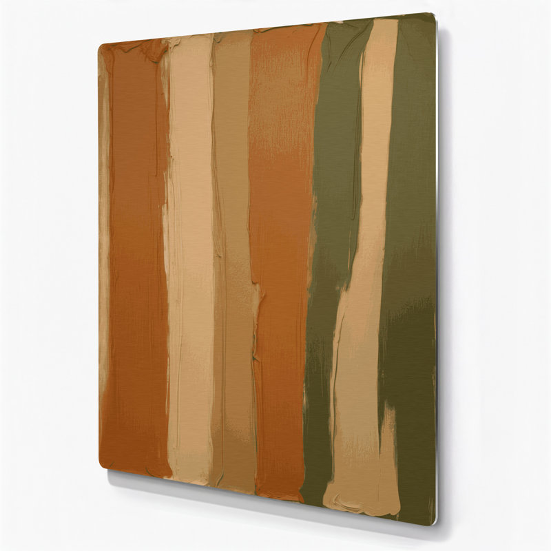 Abstrait couleur champ 64, art mural en métal brun, H 12 po x l 18 po