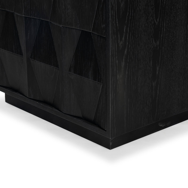 Riabelle Wood 2 Drawer Nightstand, Black