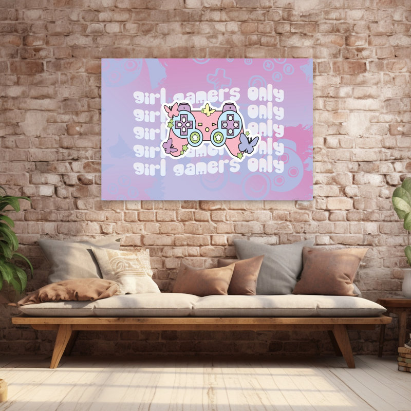 «Girl Gamers Only», art contemporain abstrait, H 60 po x l 40 po