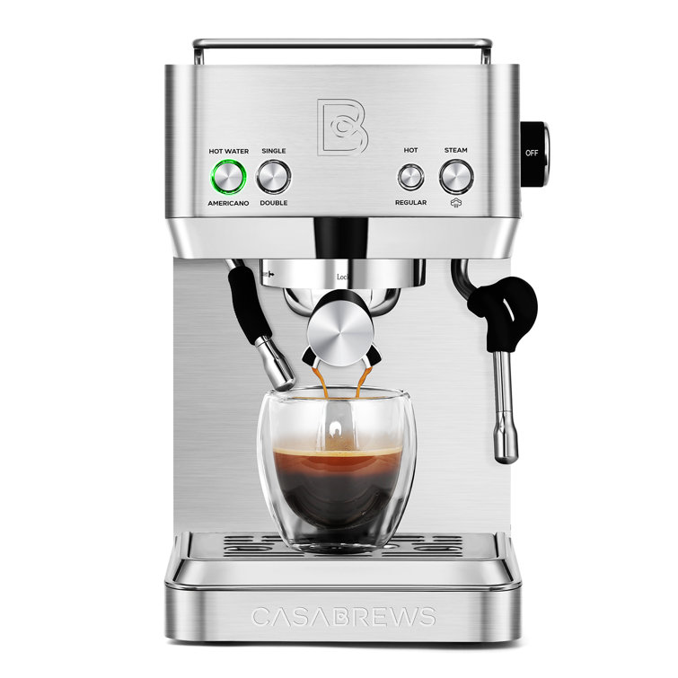 Casabrews All-in-One Espresso Machine Cappuccino Coffee Maker with Grinder,  Stainless Steel, Sliver 