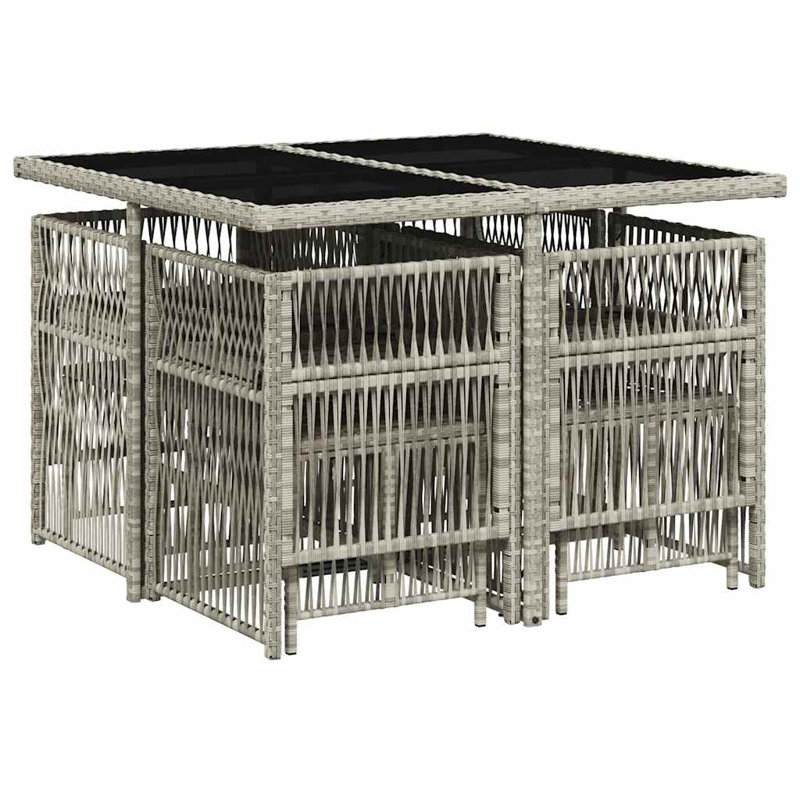 Patio Dining Set with, Light Grey, Black