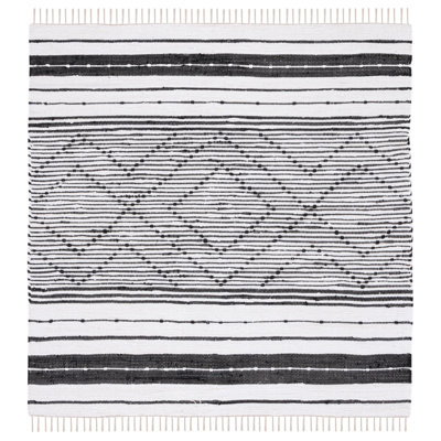 Striped Kilim Flat Weave Cotton Geometric Rug