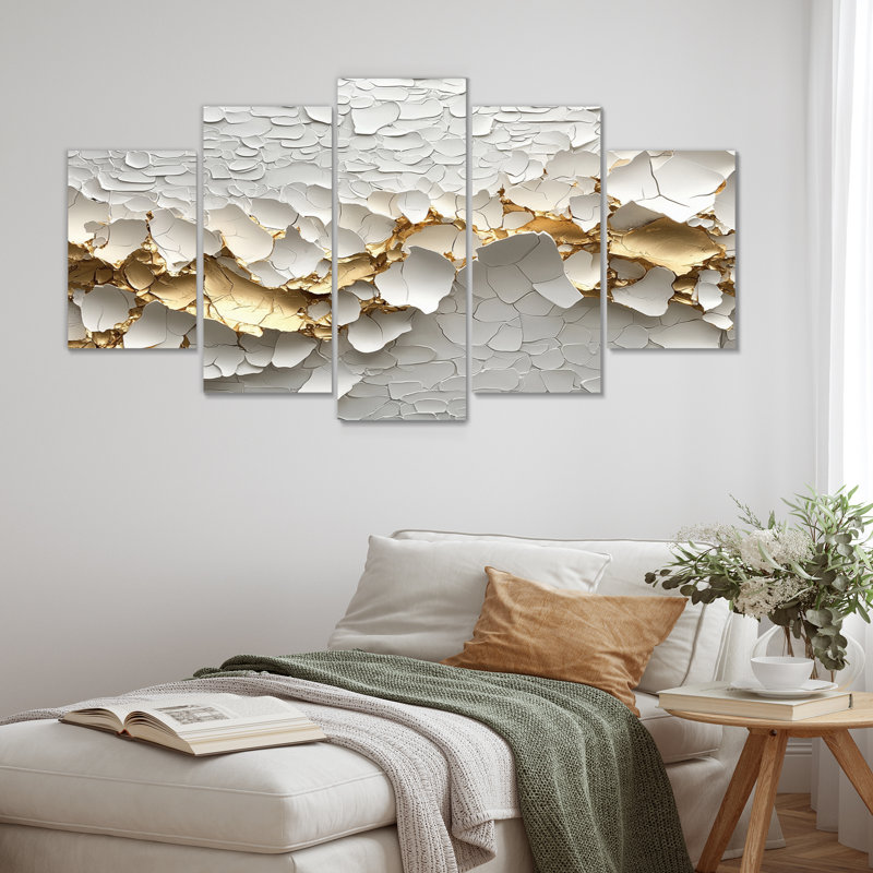 Loretta - Wildflowers Wall Art - Art mural traditionnel pour le salon, 5 pièces