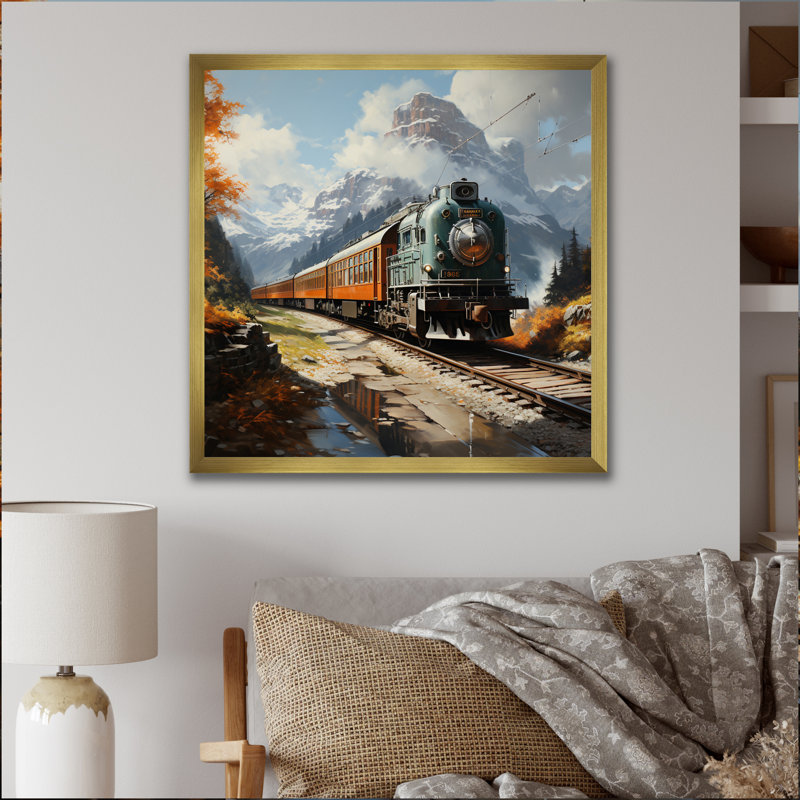 Wilczek Train Majestic Passage Pointillism III - reproduction, H 36 po x l 36 po x P 1,5 po, Cadre doré à une seule photo