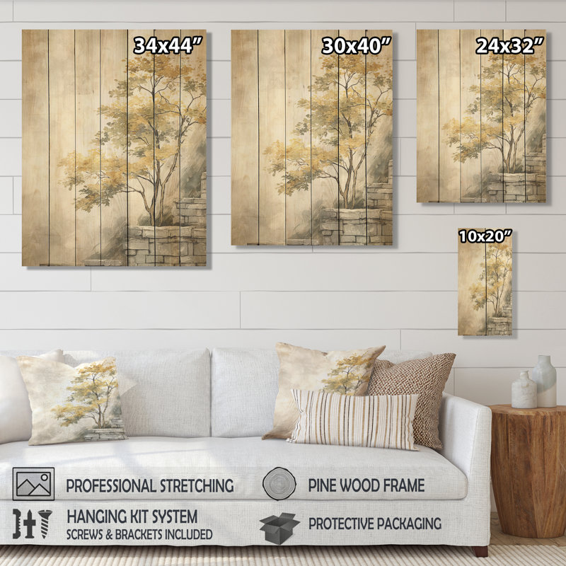 Rustic Sycamore Tree Charm - Sycomore sur impression sur bois, H 20 po x l 10 po
