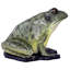 Grande statue de jardin grenouille barrée verte