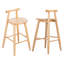 Tabouret de bar d'intérieur en bois d'hévéa Grove, finition naturelle, ensemble de 2