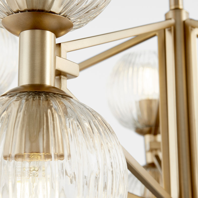 Lustre linéaire moderne unique à 10 lumières Helios, Laiton vieilli