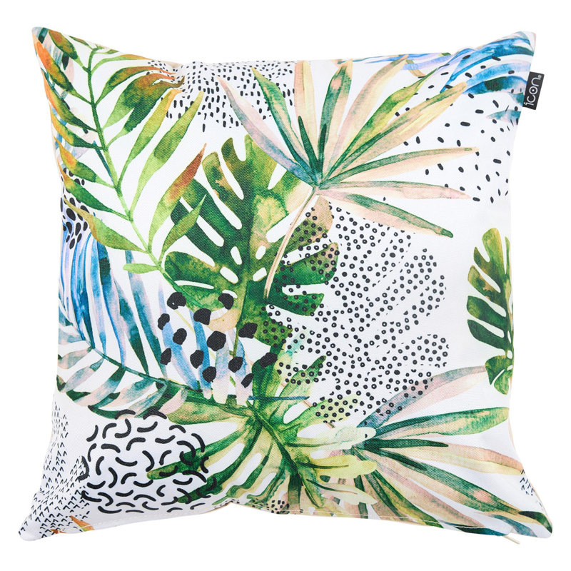 Bean Bag Bazaar Palm Leaf Print Indoor-Outdoor Cushion, Multicolour