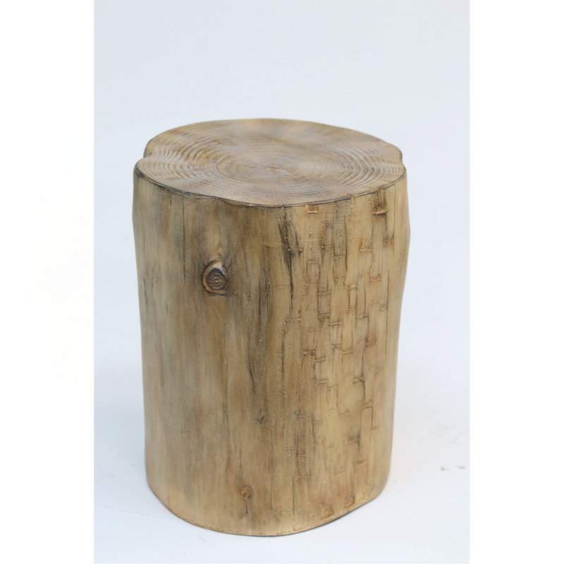 Outdoor 14.25Inch MGO Side Table/ Hand-Painted Wood  Stump
