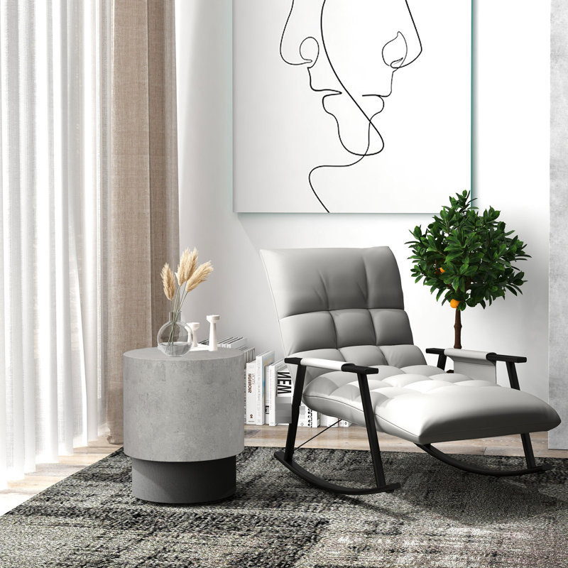 Table grise imitant le béton, ronde, 4 pieds réglables, légère, pour l'intérieur et l'extérieur, capacité de charge de 198 lb