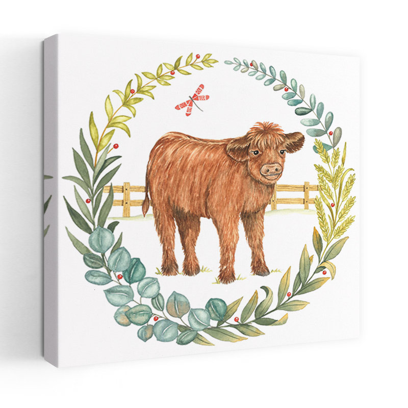 Art de la vache de bébé Highland, H 48 po x l 48 po