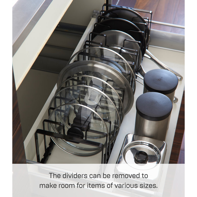Black Adjustable Steel Pot Lid and Pan Organizer