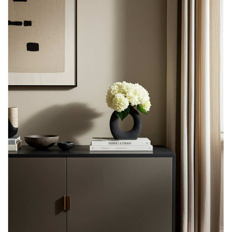 Vase de table sculptural en céramique sculpturale pour la décoration intérieure, H 7 po x l 2 po x P 2 po, Noir