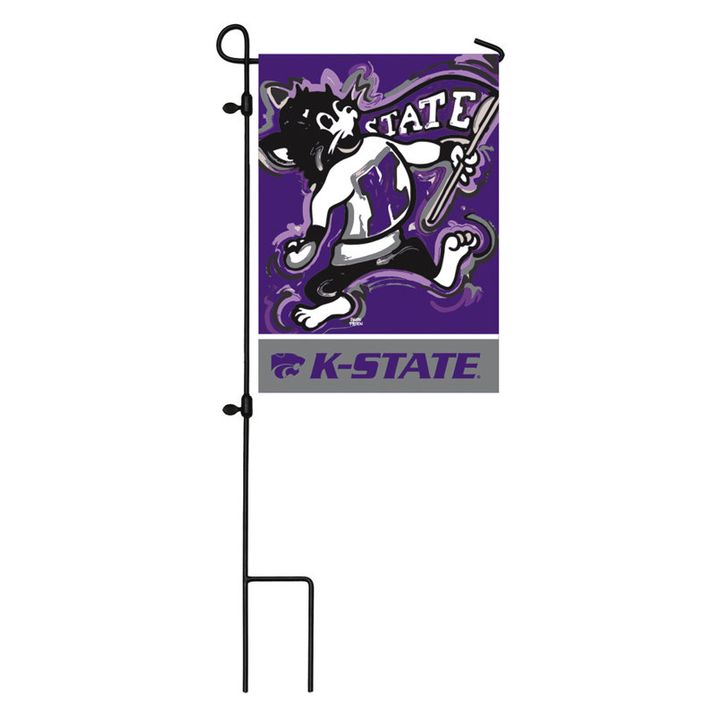Drapeau de jardin à 2 côtés NCAA, H 18 po x l 12,5 po, État du Kansas