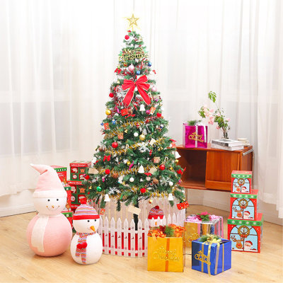 Arbre de Noël artificiel 6 pi avec lumières à DEL écoénergétiques, y compris 195 jupes d'arbre suspendues et garde-corps