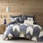 Sophisticated Full/queen Duvet Cover - Printed Cotton With Pattern And 2 Matching Shams Button Closure Solid Reverse Chic Bedding Print Coordinating Corner Ties