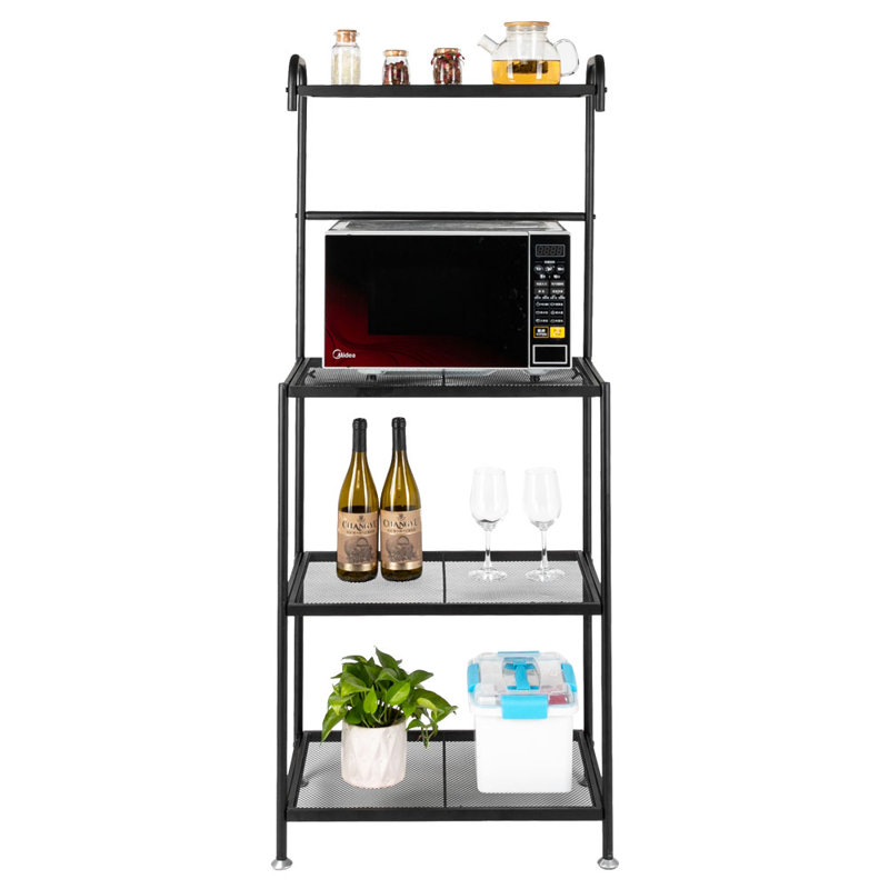 Heckscherville 59.69cm Steel Standard Baker's Rack with Microwave Compatibility Wooden Shelves