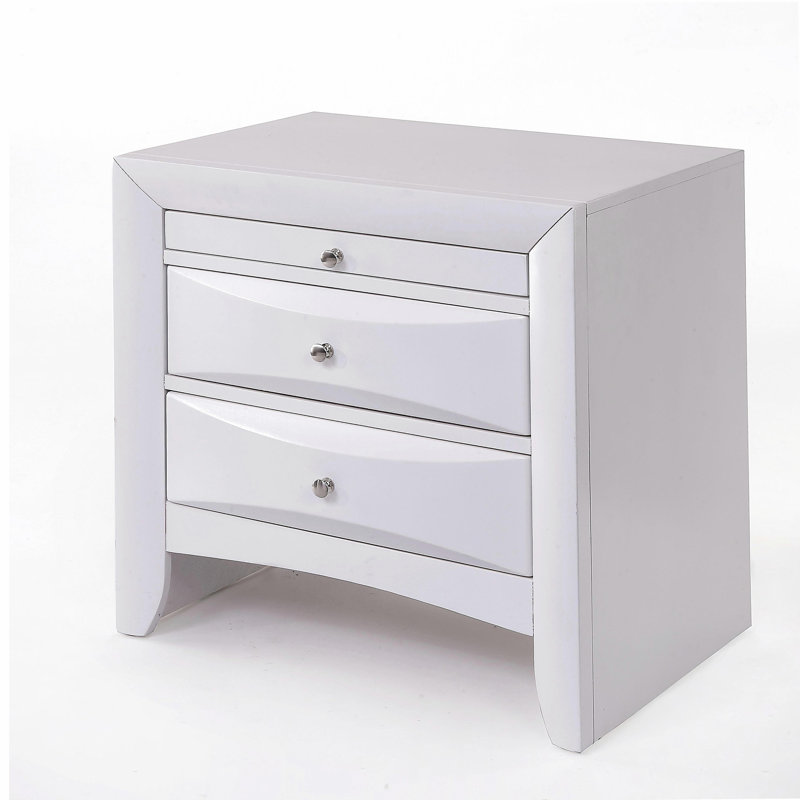 Armoire de chevet en laque cuite blanche Ireland, Blanc