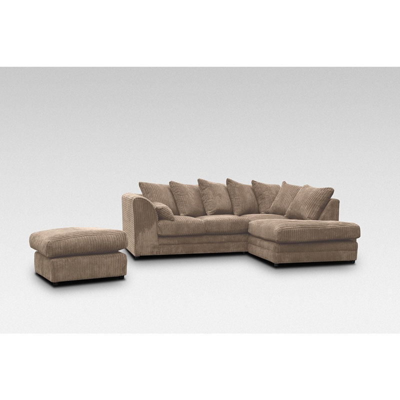 Brierly 5 Seater Corduroy Corner Sofa, Right Hand Facing, Chocolate
