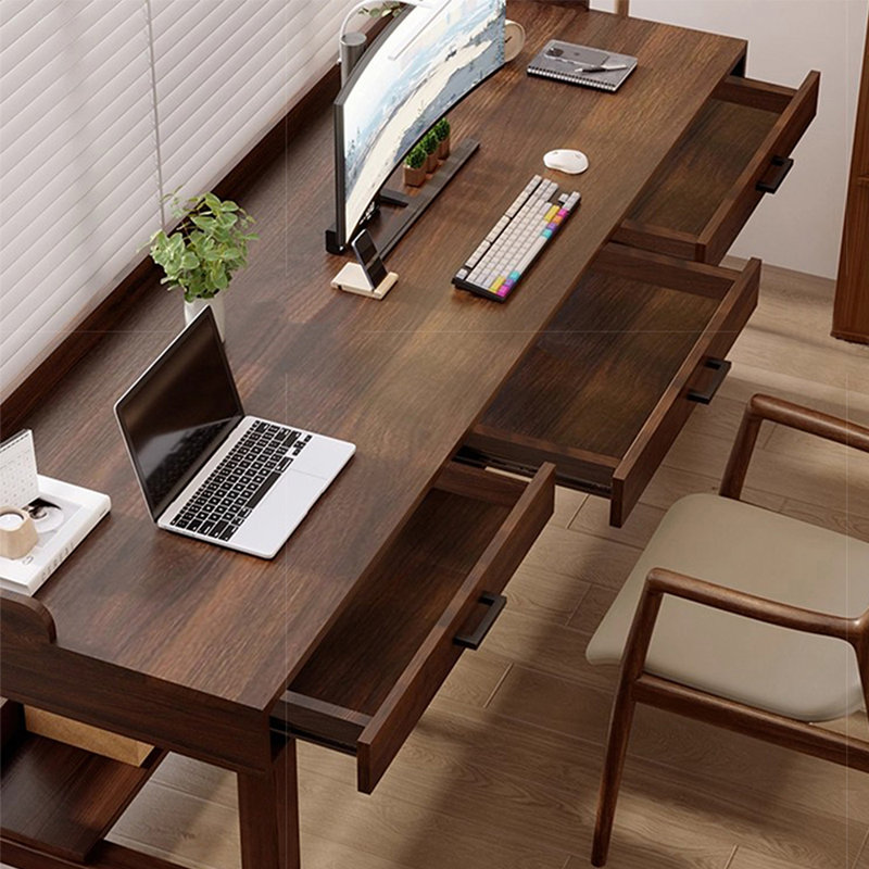 Bureau d'artisanat en bois de noyer massif, H 29,53 po x l 62,99 po x P 23,62 po