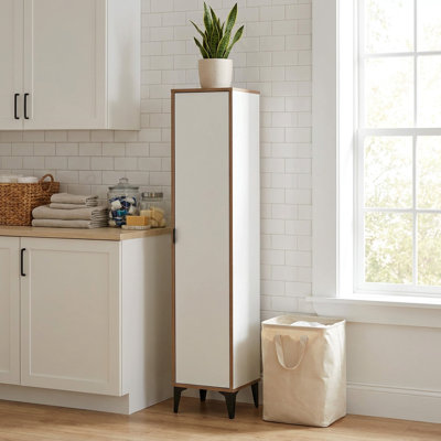 Freestanding Tall Bathroom Linen Tower with Interior Shelves