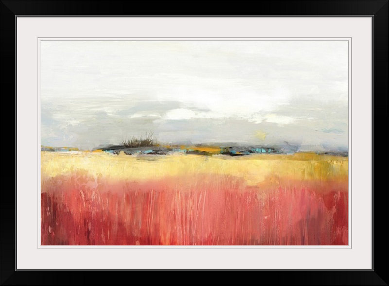 Peaceful Landscape «Yellow Landscape» PI Studio, reproduction d'art, H 20 po x l 26 po x P 1 po, Cadre noir
