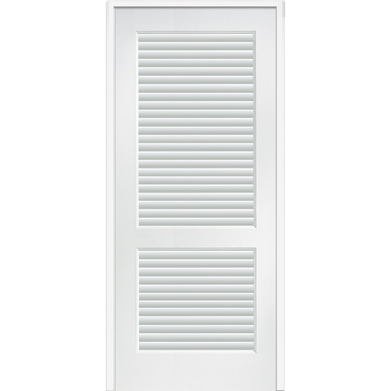 Porte à persiennes à persiennes en bois manufacturé, 34 po x 80 po, Blanc apprêté, Côté droit