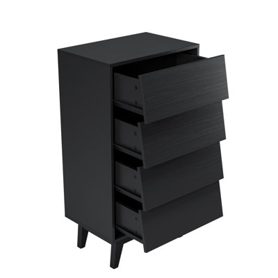 La commode double à 4 tiroirs présente un style rétro et un design biseauté