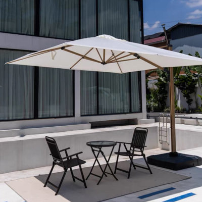 Porte-parapluies d'extérieur carré en bois 10 pi AlunInum AlumInum Grain