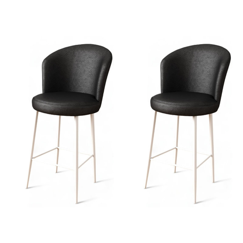 Pease Upholstered Bar Stool, Black, 6, White