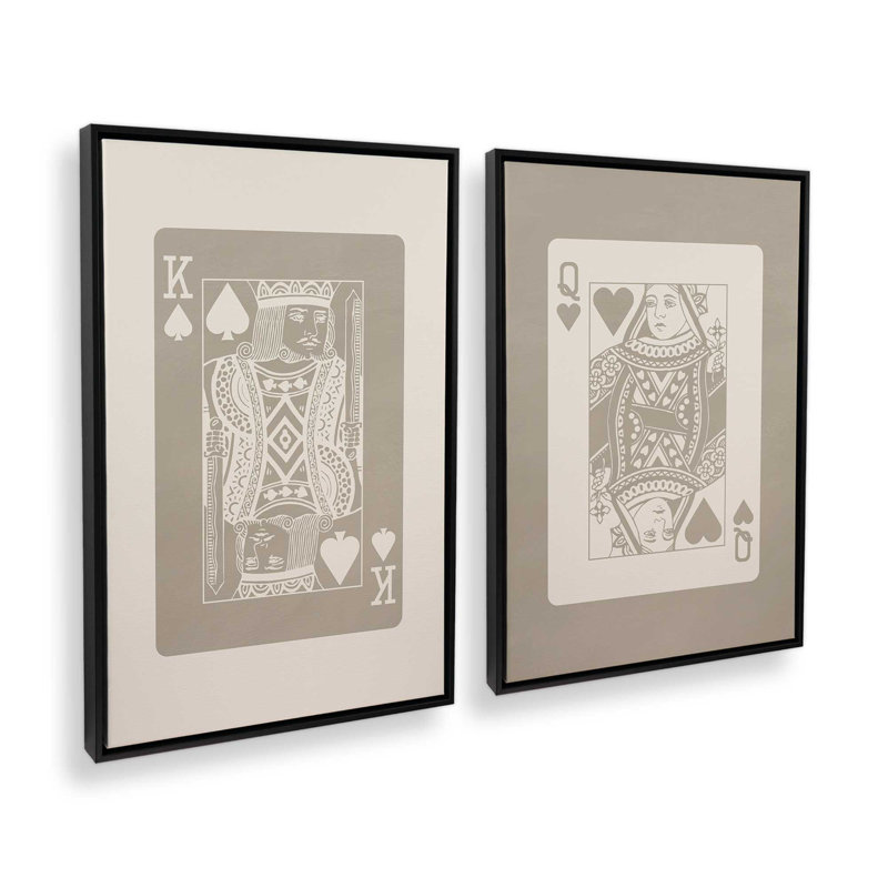 Ensemble de 2 reproductions sur toile de cartes Beige, H 36 po x l 50 po, Noir satiné