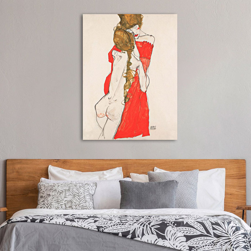 Mother And Daughter by Egon Schiele - Wrapped Canvas Painting, 80cm H x 60cm W x 4cm D