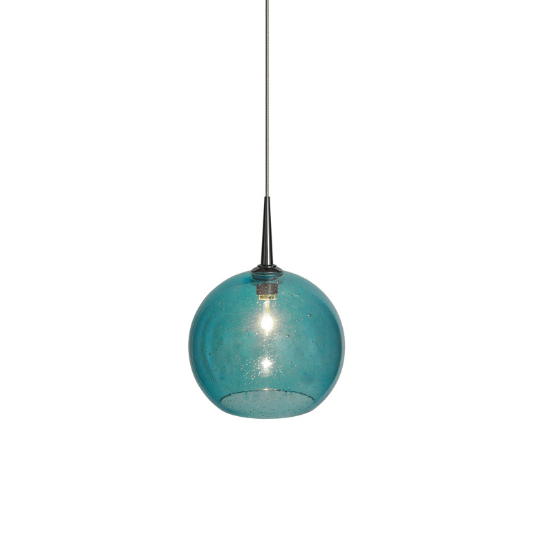 Luminaire suspendu sphère 1 lumière Bobo, Verre turquoise