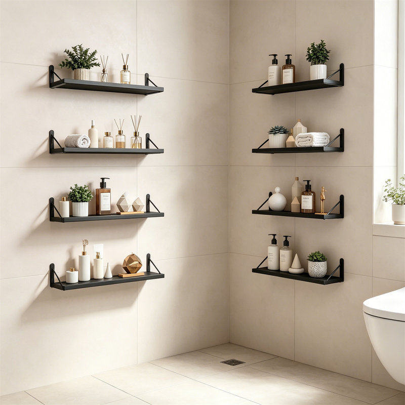 Ensemble de 8 tablettes flottantes de 4,7 pouces en bois rustique pour la chambre à coucher, le salon, la cuisine, la salle de bain et le bureau