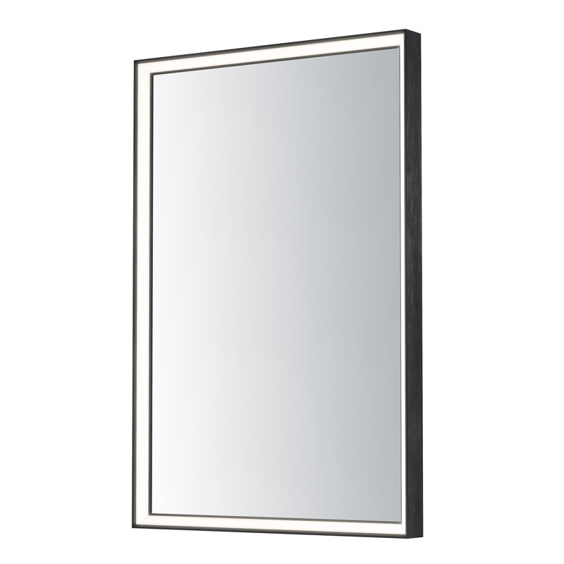 Miroir biseauté à DEL, Noir, 36 po x 30 po