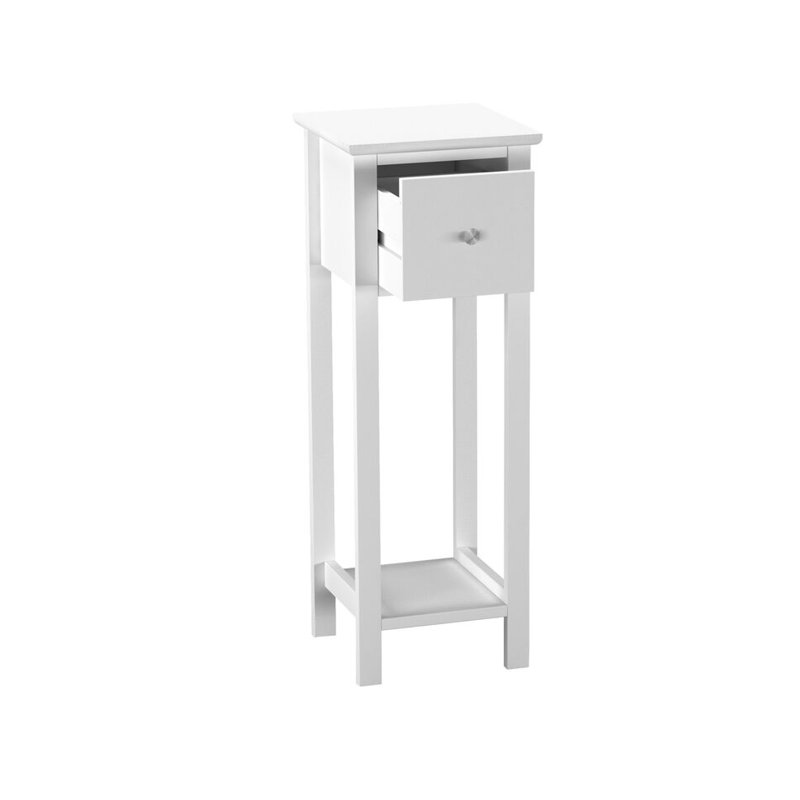 Skilken 25cm W Solid Wood Bedside Table, White