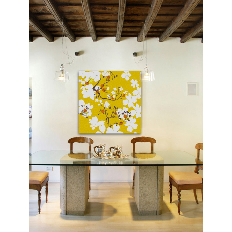 Mandarin Flora by Evelia - Wrapped Canvas Print, 45cm H x 45cm W